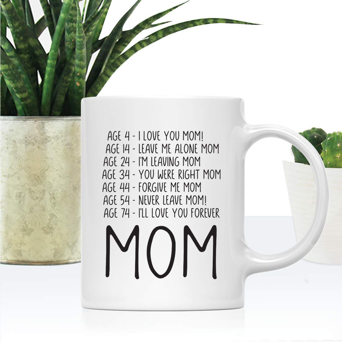 11oz Ceramic Coffee Tea Mug for Mom - 'I'll Love You Forever' Mother's Day, Birthday & Christmas Gift - Andaz Press Ages and Moods Collection (1-Pack) - Perfect for Morning Coffee, Afternoon Tea & Heartwarming Gifts