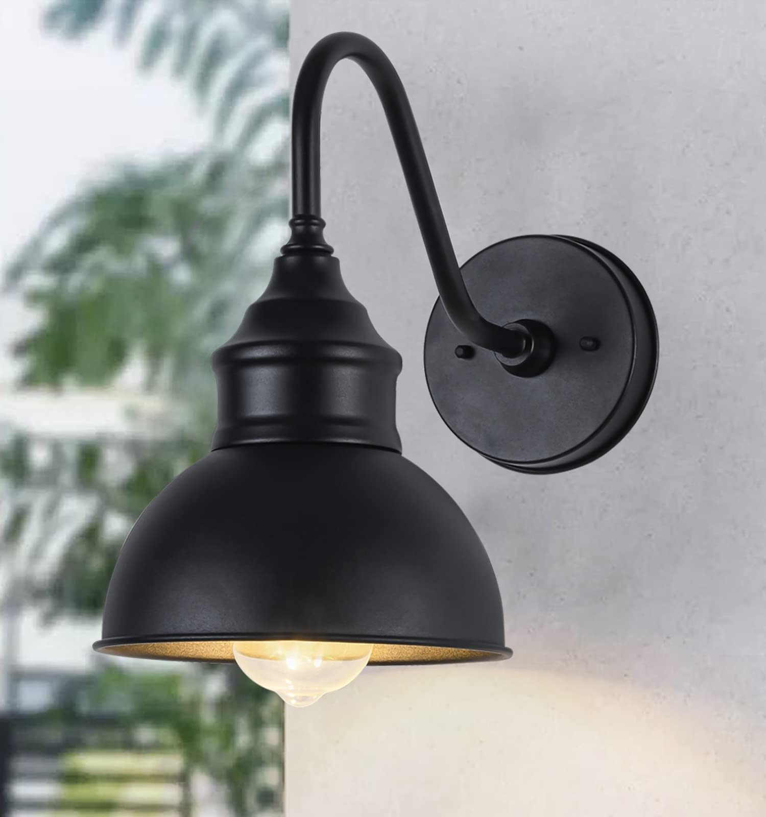 Vintage Gooseneck Barn Light with Extended Arm - Classic Outdoor Farmhouse Lighting for Porch, Exterior, Garage & Garden | Rustic Country Style Wall Sconce | Weatherproof & Durable for Patio, Deck & Entryway