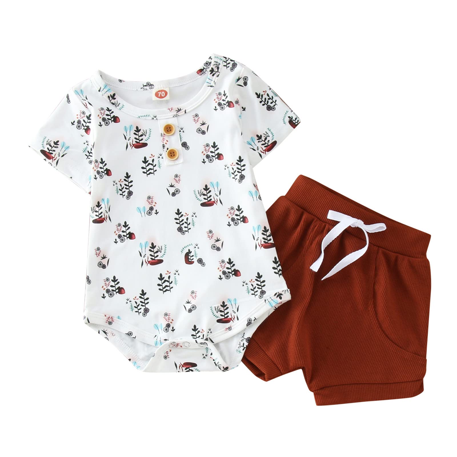 Floral Print Boys Short Sleeve Outfit Set (0-18 Months) - Shorts & Top Matching Baby Clothes for Newborns & Toddlers - Perfect for Summer Playdates, Beach Outings & Family Photos