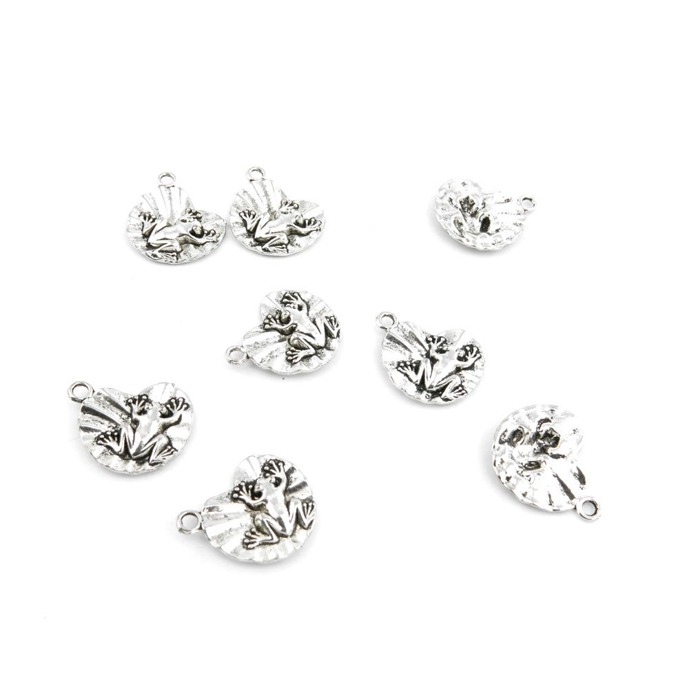 Antique Silver Tone Frog Prince Charms for Jewelry Making - Bulk Wholesale Supplies (21044) - Perfect for DIY Bracelets, Necklaces & Craft Projects