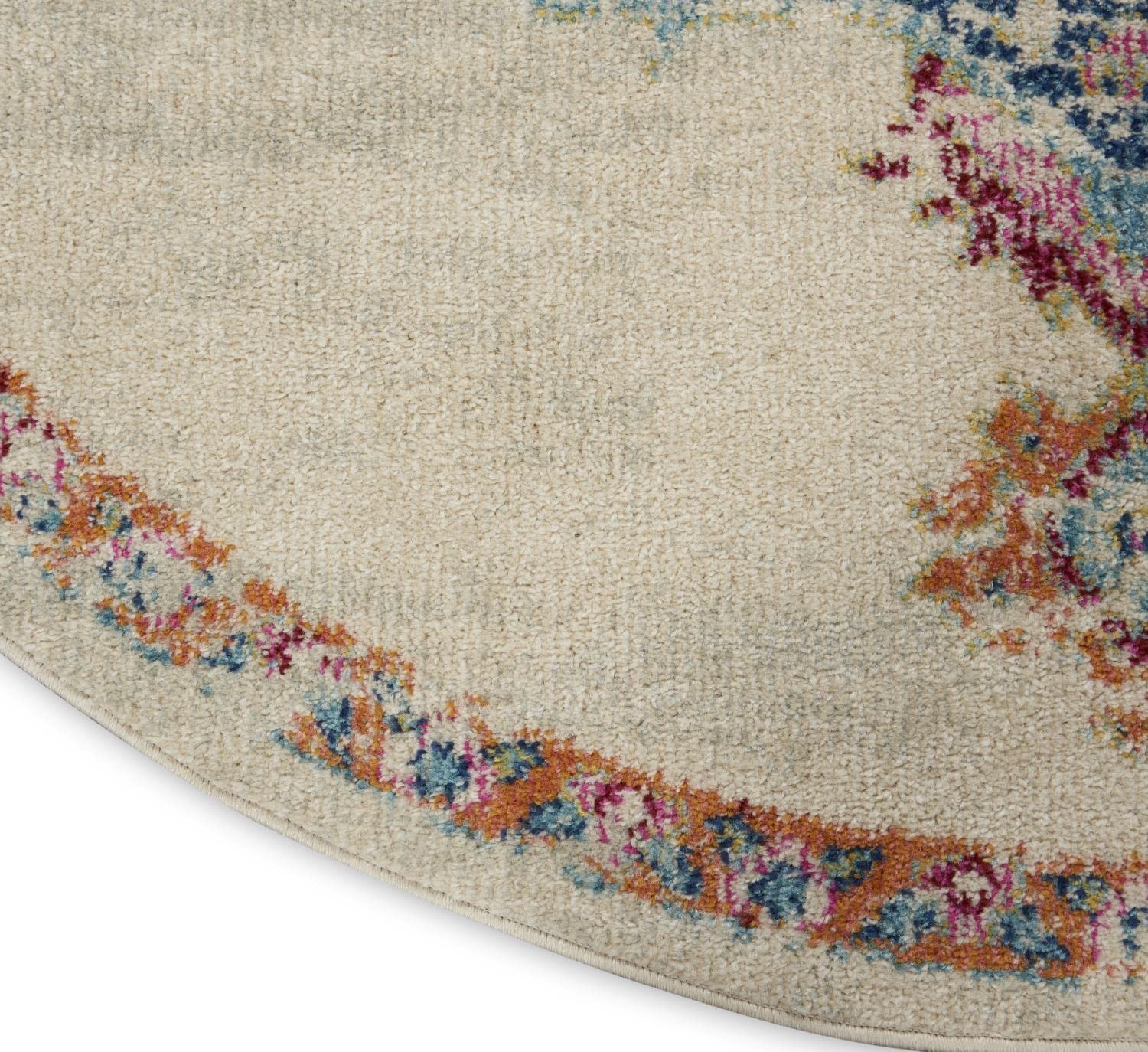 Nourison Passion Bohemian Grey/Multi 8' Round Area Rug - Easy Cleaning, Non-Shedding, Soft & Durable - Perfect for Bedroom, Living Room, Dining Room & Kitchen Decor (8' Round) | Boho Chic Home Accent for Cozy Spaces & Modern Interiors