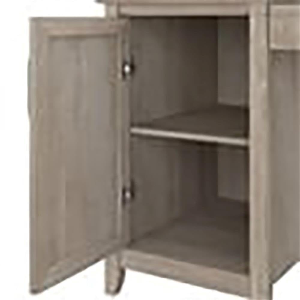 Farmhouse Style Gray Wood Computer Desk with Storage Shelf - Rustic Home Office Desk for Remote Work & Study