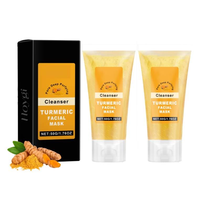 Turmeric Peel-Off Face Mask - Deep Cleansing for Pores, Brightens Skin Tone & Hydrates - Reduces Dullness - 2 Pack - Perfect for Spa Nights & Skincare Routine