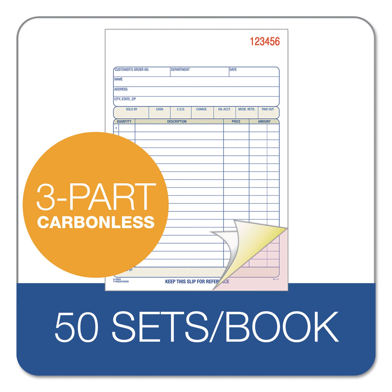 Adams® Multipart Sales Order Pad - 3-Part Carbonless, 5.56