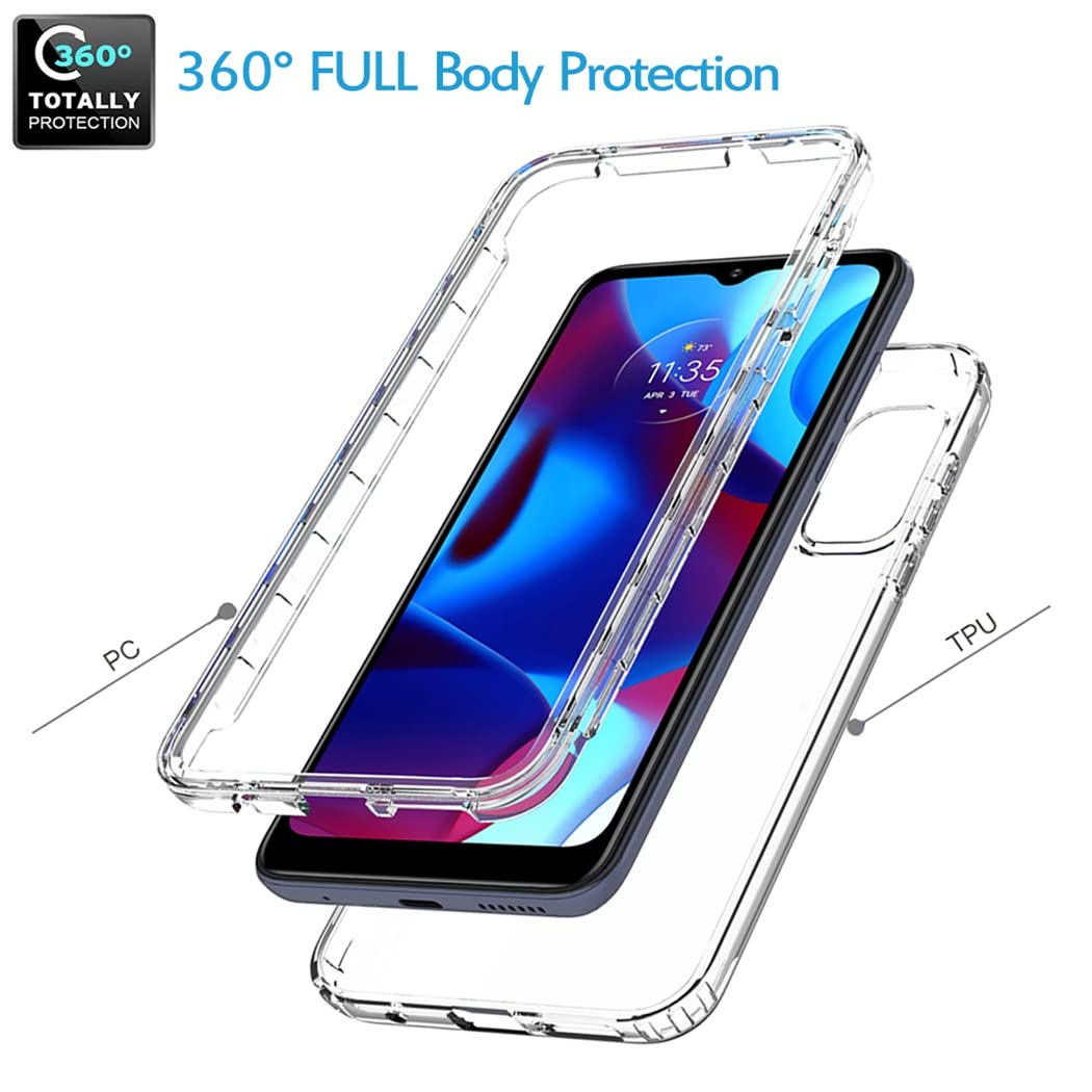 **Moto G Pure Case 2021 - Clear Full Body Protective Hard PC Shell with Tempered Glass Screen Protector | Shockproof & Scratch-Resistant Cover for Motorola Moto G Pure (2021) | Perfect for Everyday Use, Travel & Outdoor Activities**