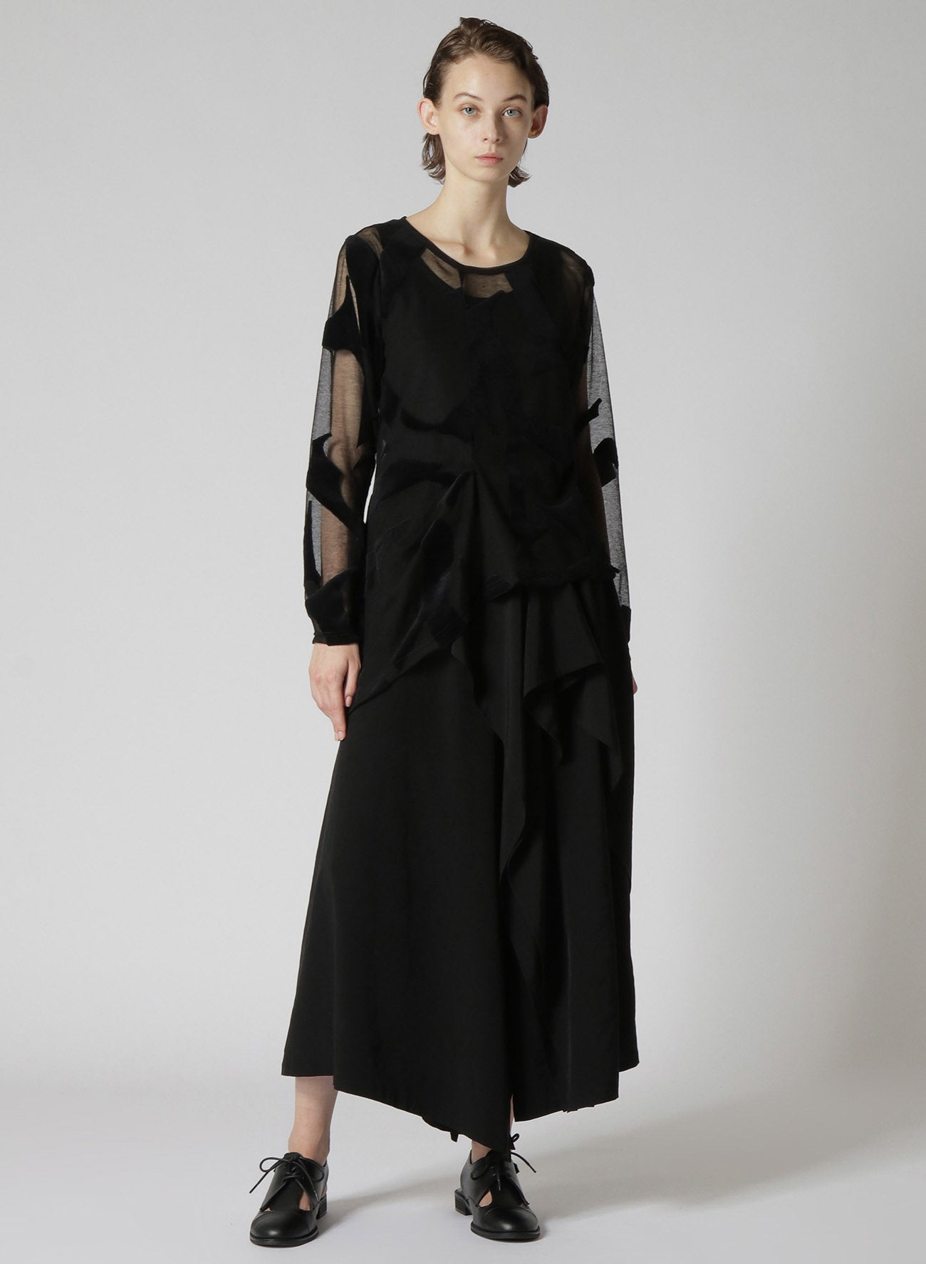 Elegant Crepe de Chine Ruffle Pants for Women - Flowy High Waist Wide Leg Trousers for Casual & Office Wear