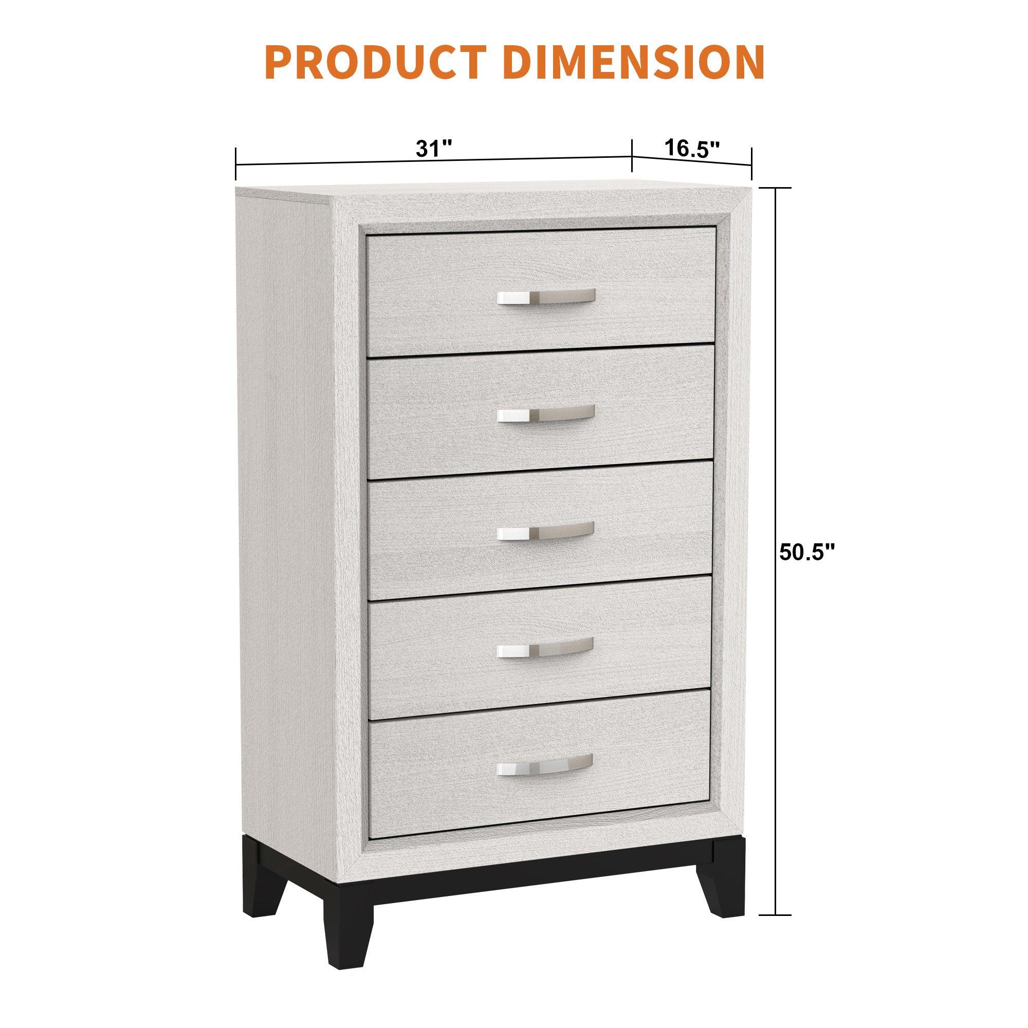 Modern 31-Inch 5-Drawer Chest for Bedroom & Living Room - Stylish Storage Solution for Clothes, Blankets, and Home Organization