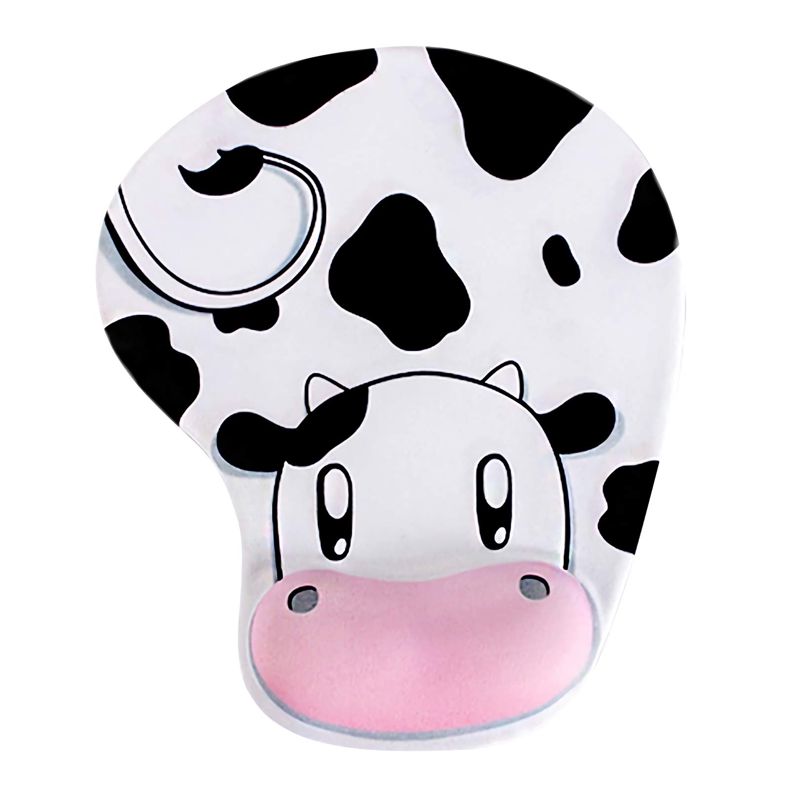 Ergonomic Mouse Pad with Wrist Support - Non-Slip Rubber Base & Elastic Gel Wrist Rest for Gaming, Office, Home Working & Studying - Comfortable Computer Mouse Mat (Cow Style Design) - Perfect for Long Hours of PC Use, Typing, and Online Gaming Sessions