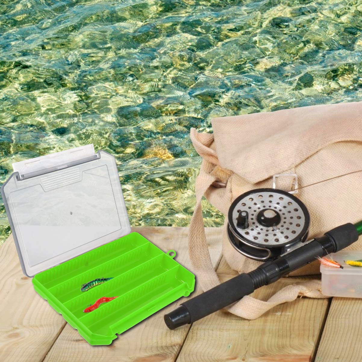 BESPORTBLE Waterproof Fishing Tackle Box with Adjustable Dividers - Portable Fishing Lure Organizer Case for Hooks, Baits & Tools - Perfect for Bass, Trout & Saltwater Fishing Trips