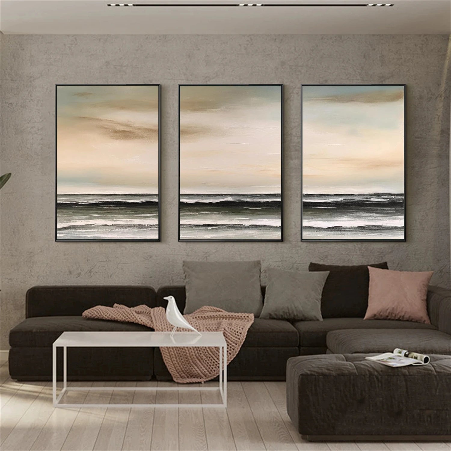 Ocean and Sky Painting Set of 3 - Coastal Wall Art for Living Room, Bedroom & Office Decor | #OS255