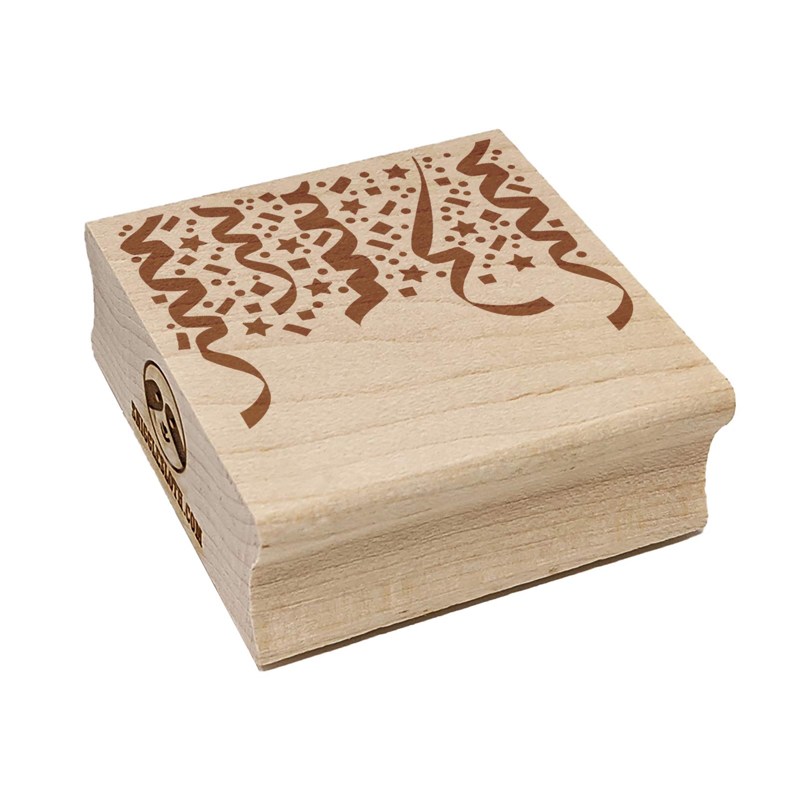 1.75 Inch Medium Square Rubber Stamp for Party Decorations - Confetti & Streamers Design for DIY Crafts, Scrapbooking & Celebration Invitations | Perfect for Birthday Parties, Weddings & Baby Showers