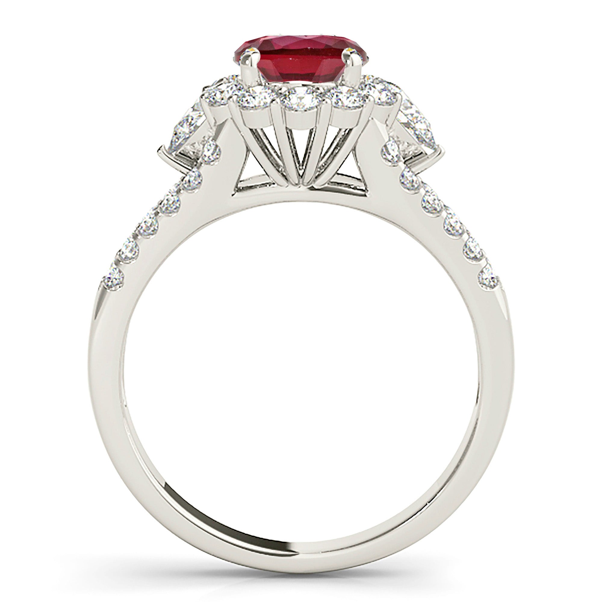1.35 Carat Genuine Ruby Ring with Halo & Accent Diamonds - Elegant Engagement, Anniversary or Gift Jewelry for Women