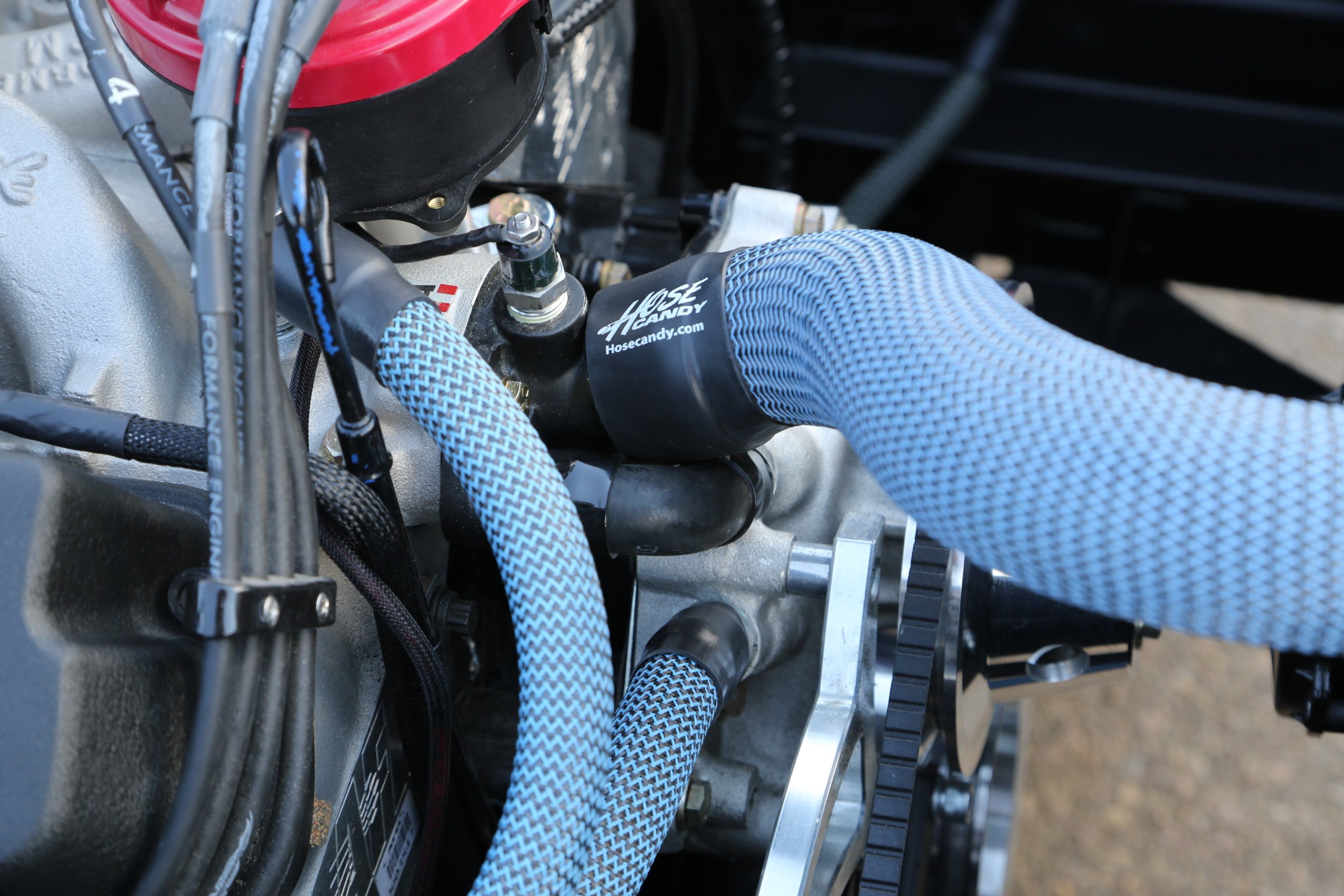 Carbon Fiber Heater Hose Skin Kit - Red & Black Hot Rod Hose Cover with Black Heat Shrink Tubing | Perfect for Automotive Engine Bays, Custom Car Builds, and Performance Vehicle Upgrades