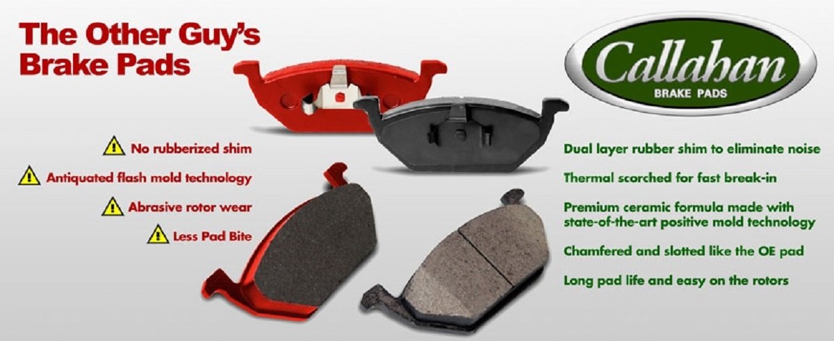 Callahan Ceramic Brake Pads Replacement for Jeep Liberty 2003-2007, Jeep TJ 2003-2004, Jeep Wrangler 2003-2006 - High Performance, Low Noise & Dust - Perfect for Off-Roading & Daily Commuting