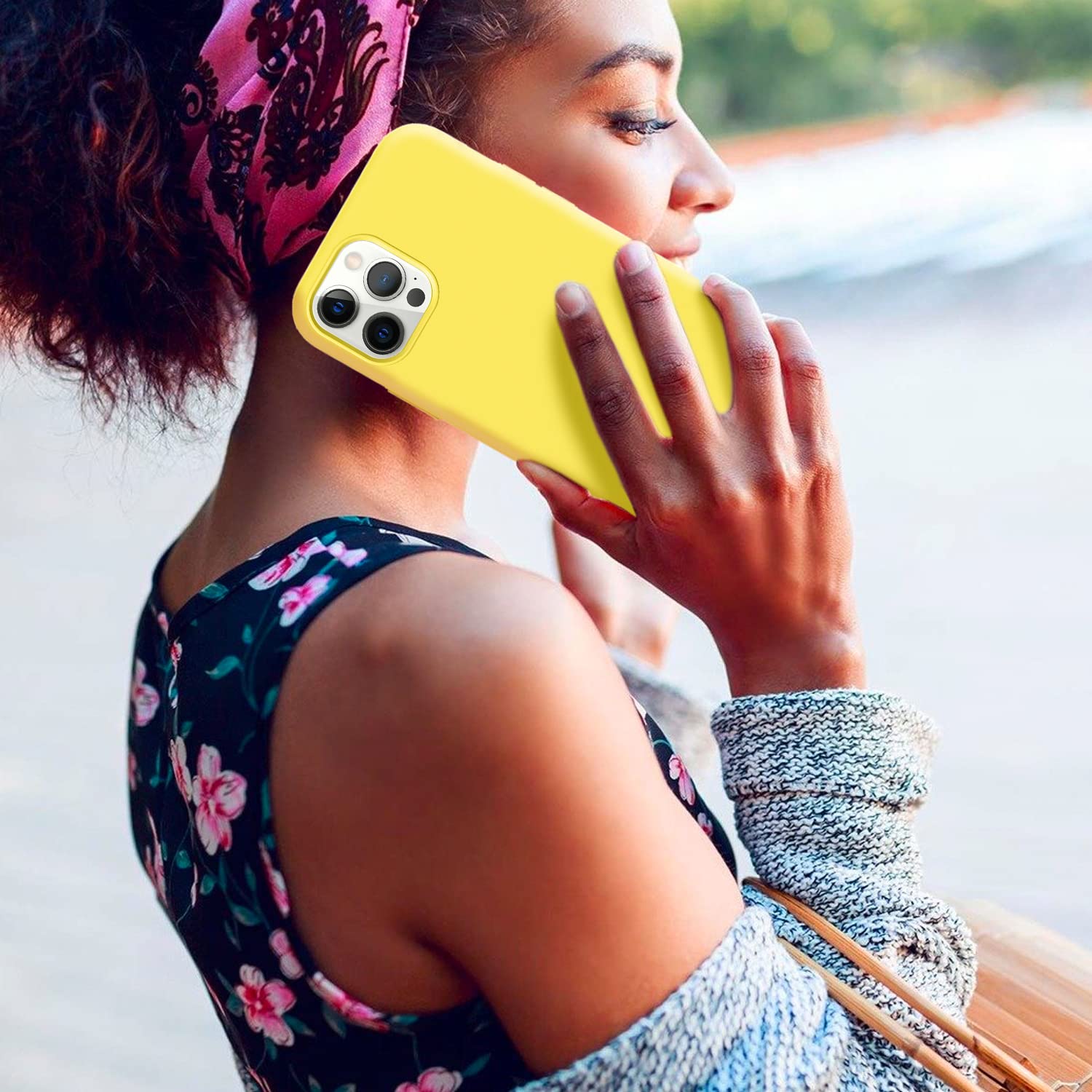 ZUSLAB Ultra-Thin Liquid Silicone Case for iPhone 12 Pro Max - Shockproof Soft Protective Cover (Yellow) | Perfect for Everyday Use, Travel & Outdoor Activities