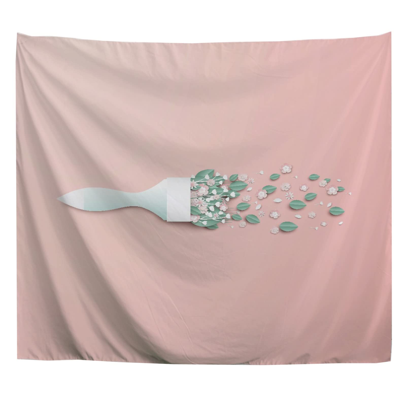 Boho Floral Wall Tapestry - Pink Brush Stroke Bouquet Fabric Wall Hanging Decor for Bedroom, Living Room & Dorm (60x80 inches) | Chic Home Aesthetic & Bohemian Room Decor