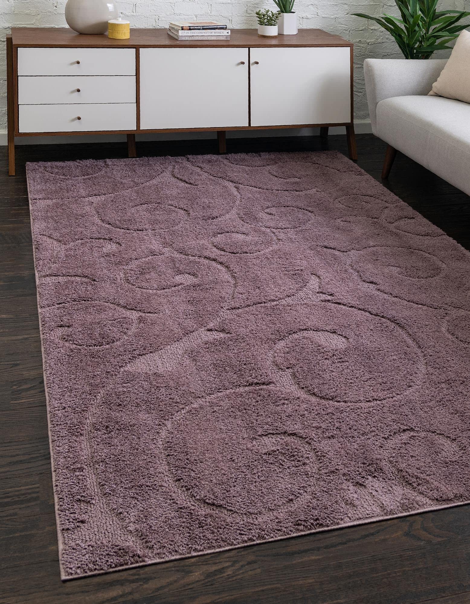 Botanical Shag Collection 9' x 12' Violet Shag Rug - Soft Plush Area Rug for Living Room, Bedroom & Dining Room - Perfect for Home Decor, Cozy Spaces & Open Floor Plans