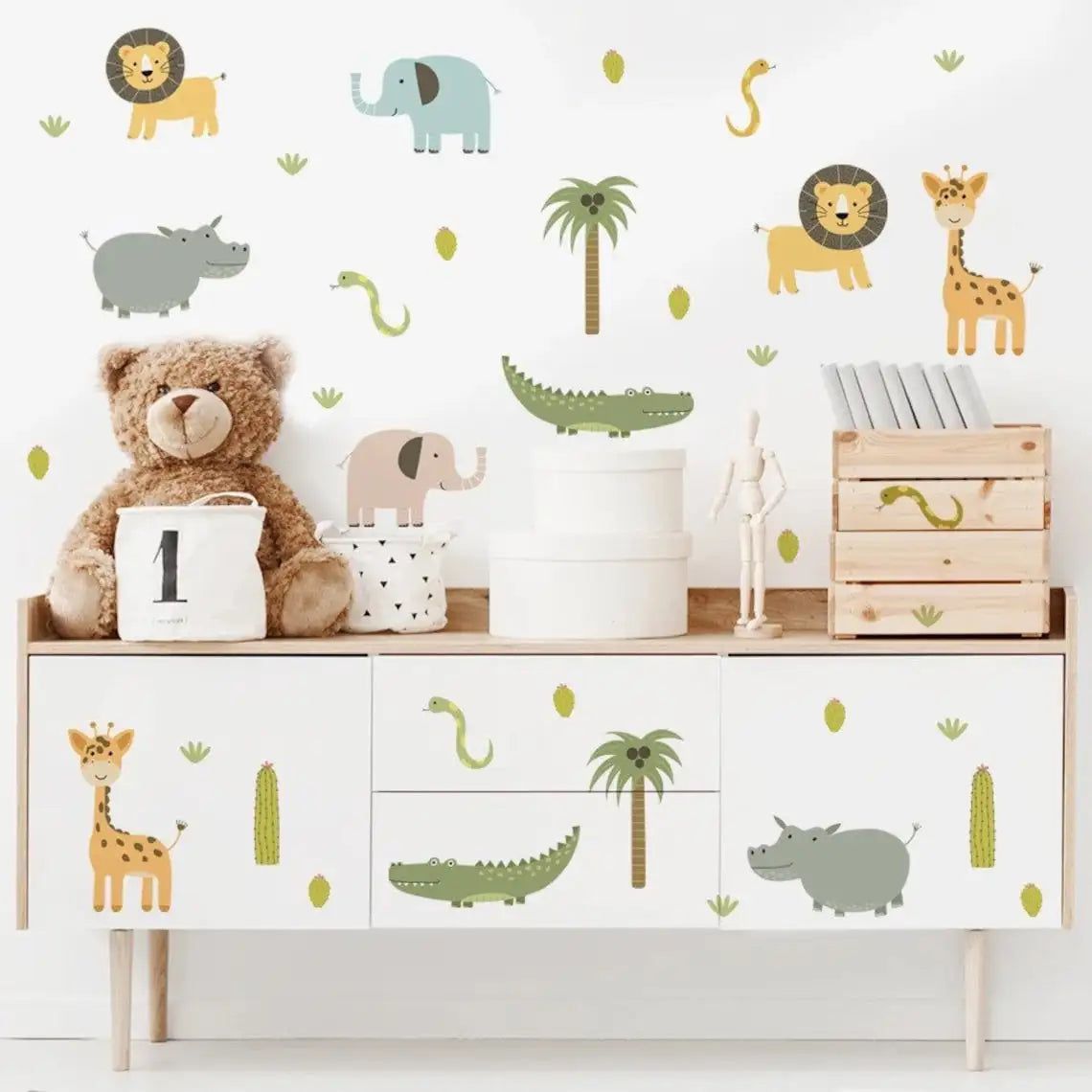 Adorable Watercolor Animal Wall Stickers for Nursery & Kids Room Decor - Perfect for Baby's First Room, Playroom, and Classroom Wall Art