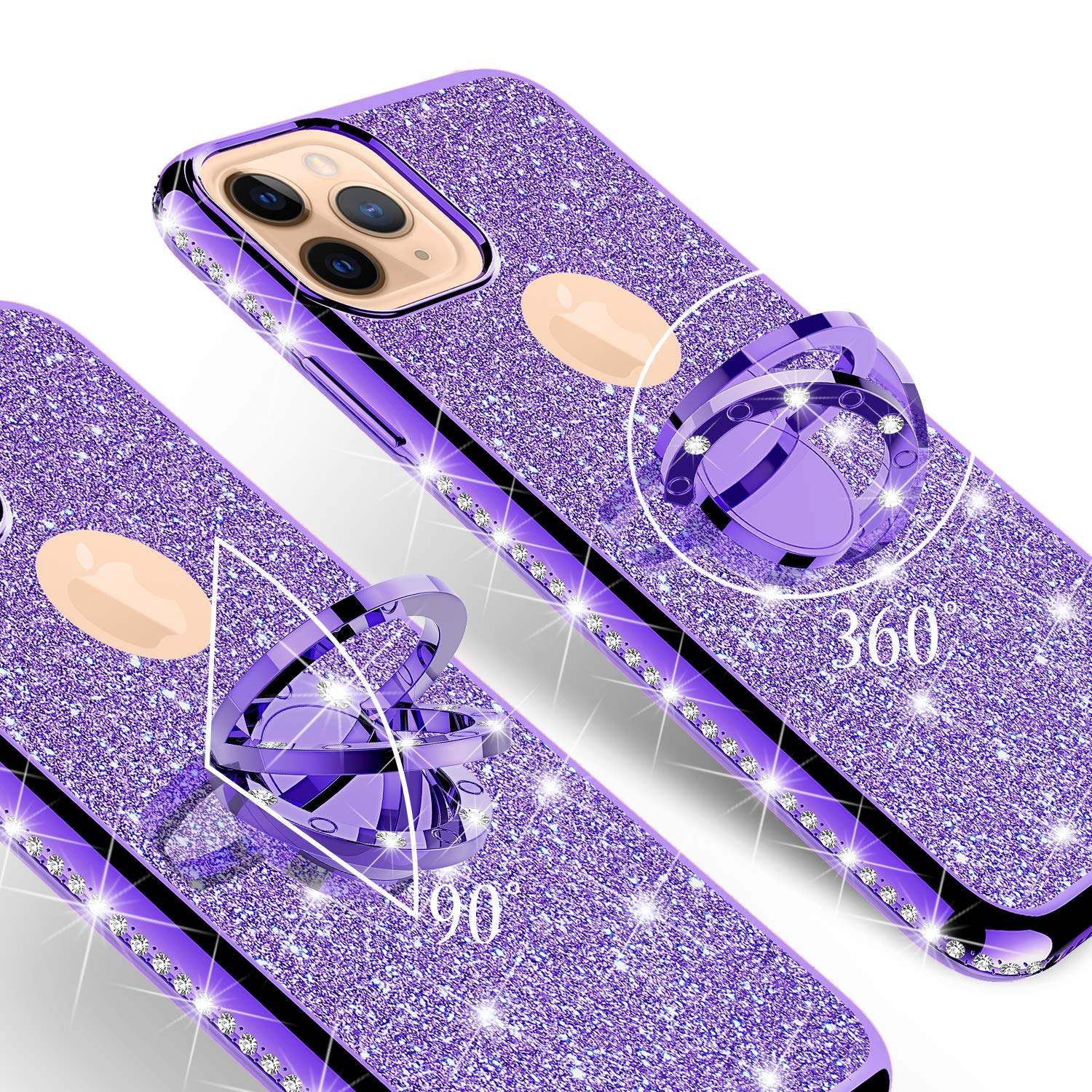 Sparkly iPhone 11 Pro Max Case with Kickstand - Bling Rhinestone Cover for Girls | Party & Daily Use