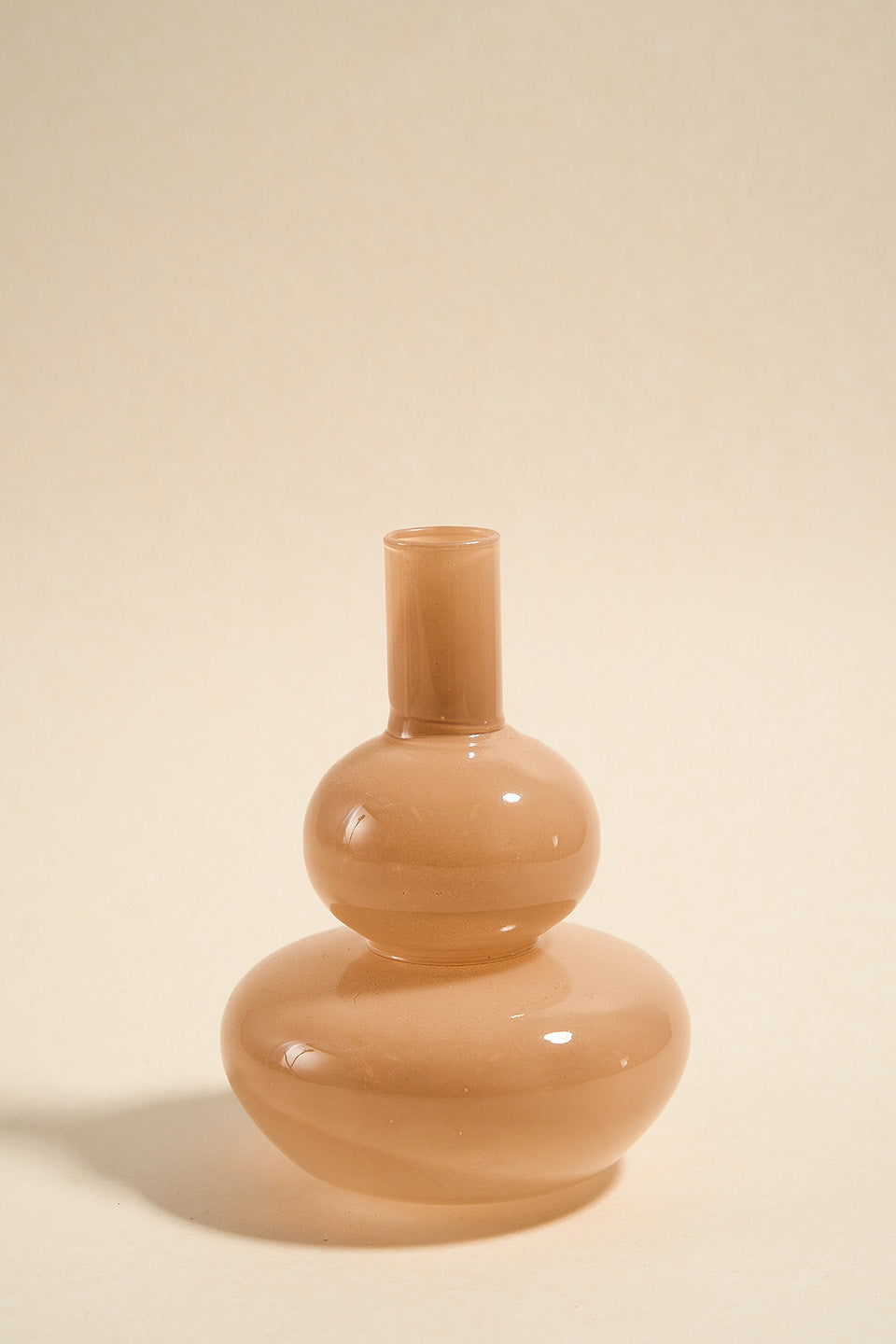 17cm Milky Beige Glass Taper Candle Holder - Double Bubble Design for Wedding Centerpieces, Table Decor & Romantic Ambiance
