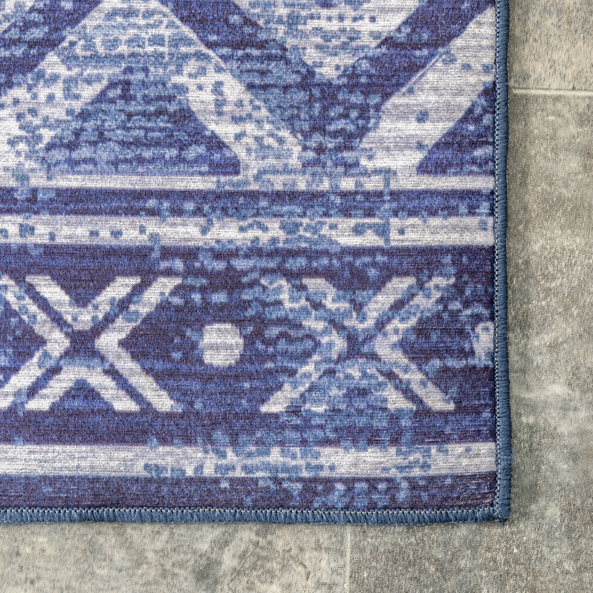 Blue Megan Trellis Washable Indoor Outdoor Rug - Perfect for Patio, Living Room & Bedroom Decor