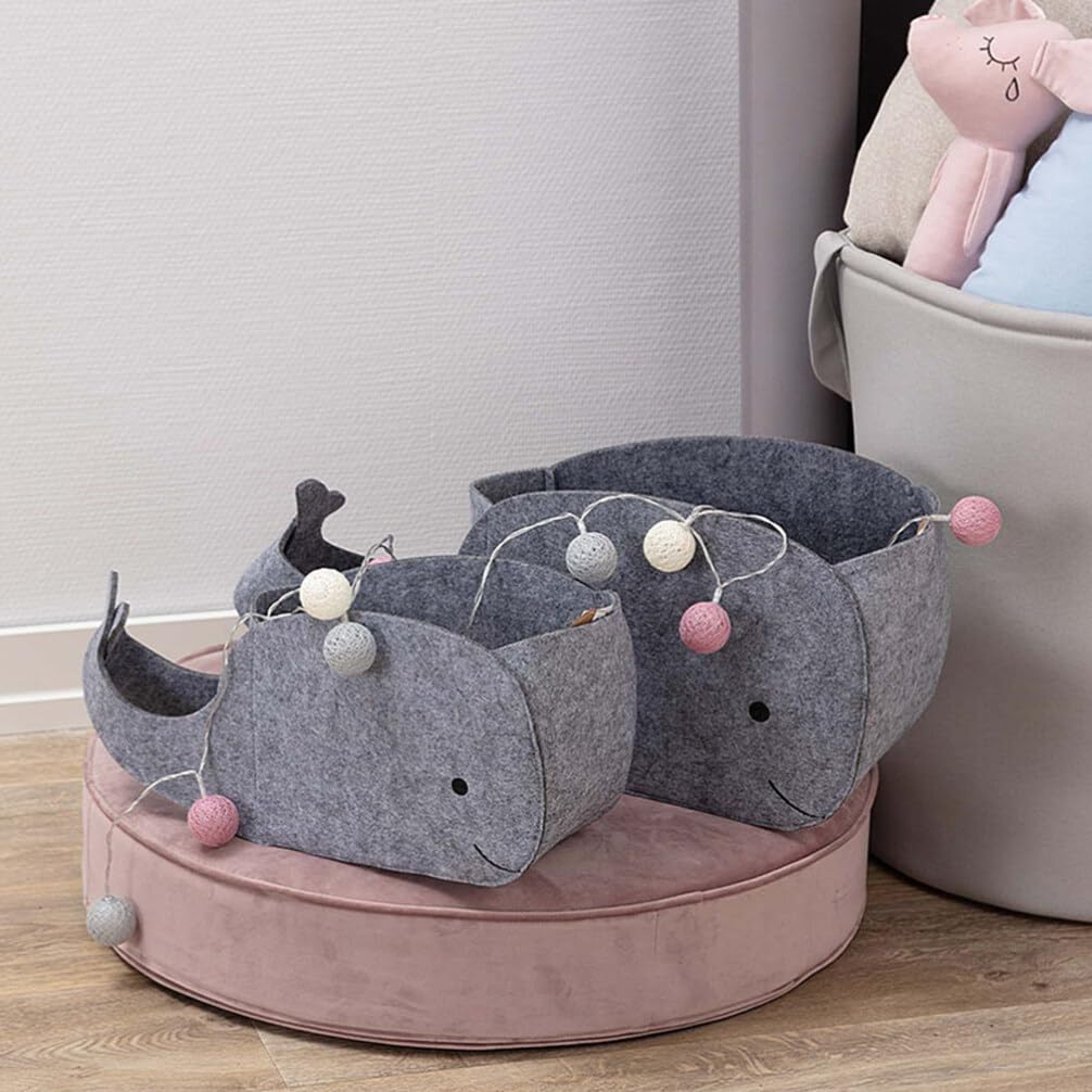 Whale Shape Felt Storage Basket - Nursery & Laundry Organizer for Home
