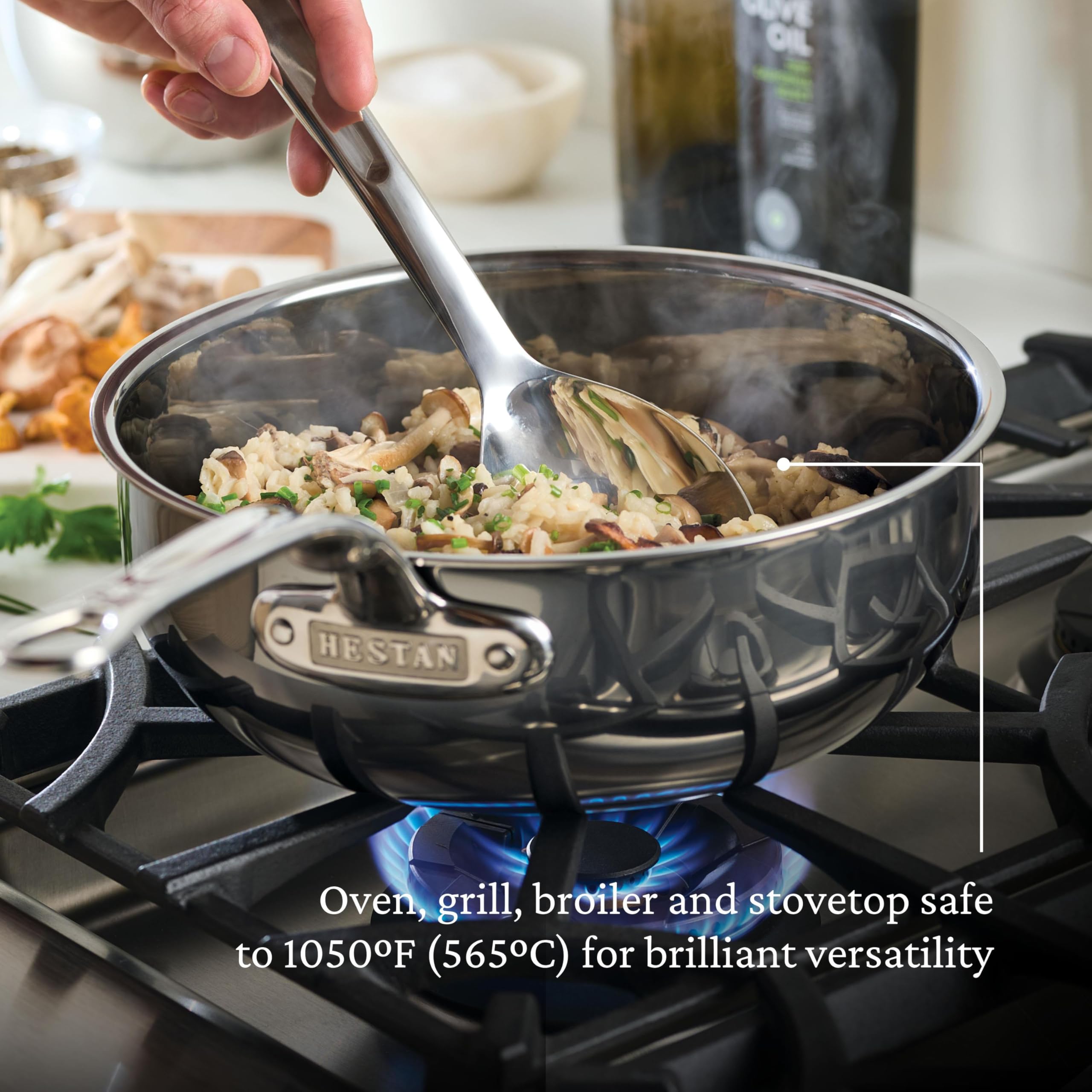 Hestan NanoBond Titanium All-in-One Pan 3.5 Quart - Induction Cooktop Compatible Nonstick Skillet - Perfect for Sautéing, Frying & Cooking Family Meals