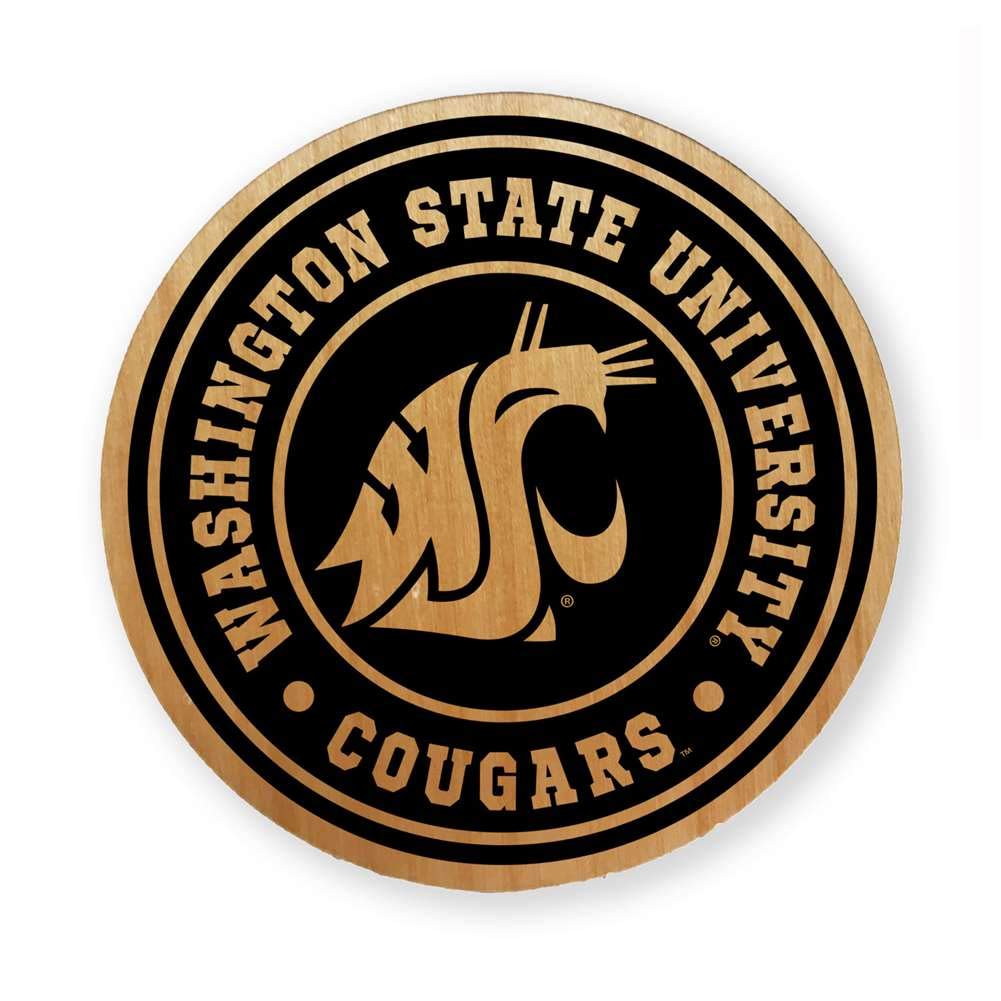NCAA Alderwood Round Coasters Set of 4 - Premium Wooden Drink Coasters for Beer, Wine & Coffee - Perfect for Game Day, Home Bar & Office Decor