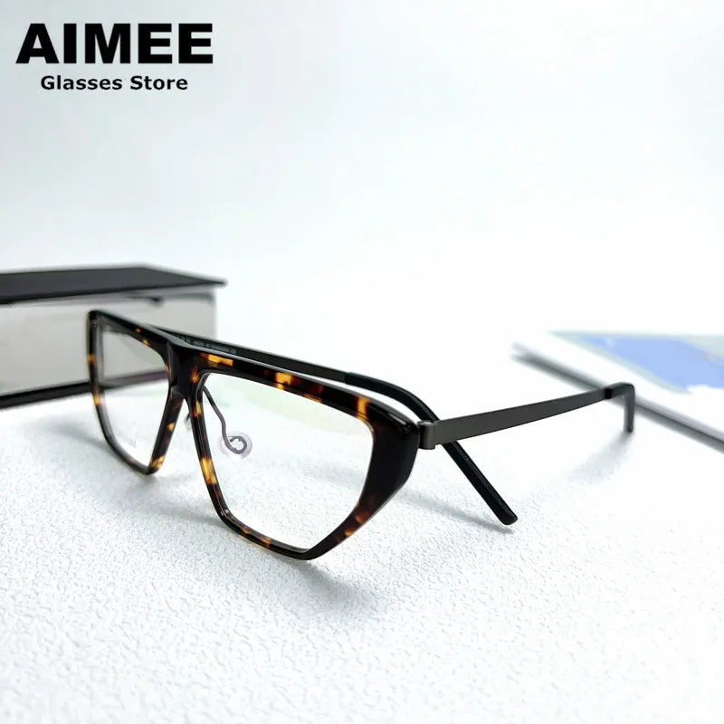 Aimee Unisex Full Rim Square Titanium Eyeglasses Frame - Lightweight Durable Eyewear for Men & Women - Perfect for Work, Reading & Fashion Accessories (Model 1181)
