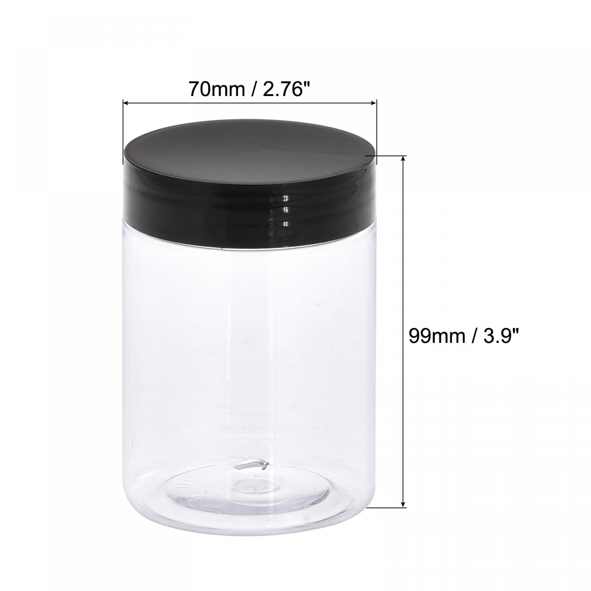 uxcell 10oz/300ml Clear Round Plastic Jars with Black Screw Top Lids - 2 Pack Wide Mouth Empty Containers for Food Storage, Crafts, Organizing | Perfect for Kitchen Pantry, DIY Projects & Office Supplies