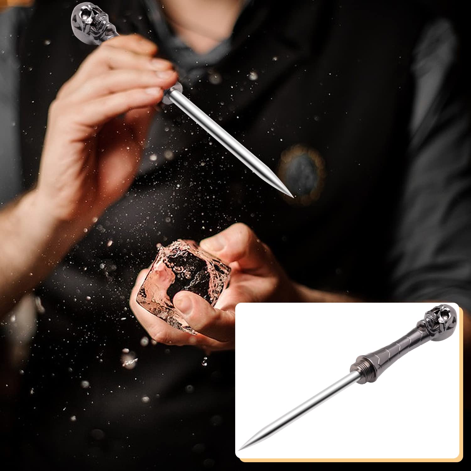 Ice Pick with Safety Cover - Non-Slip Handle for Kitchen & Camping Use