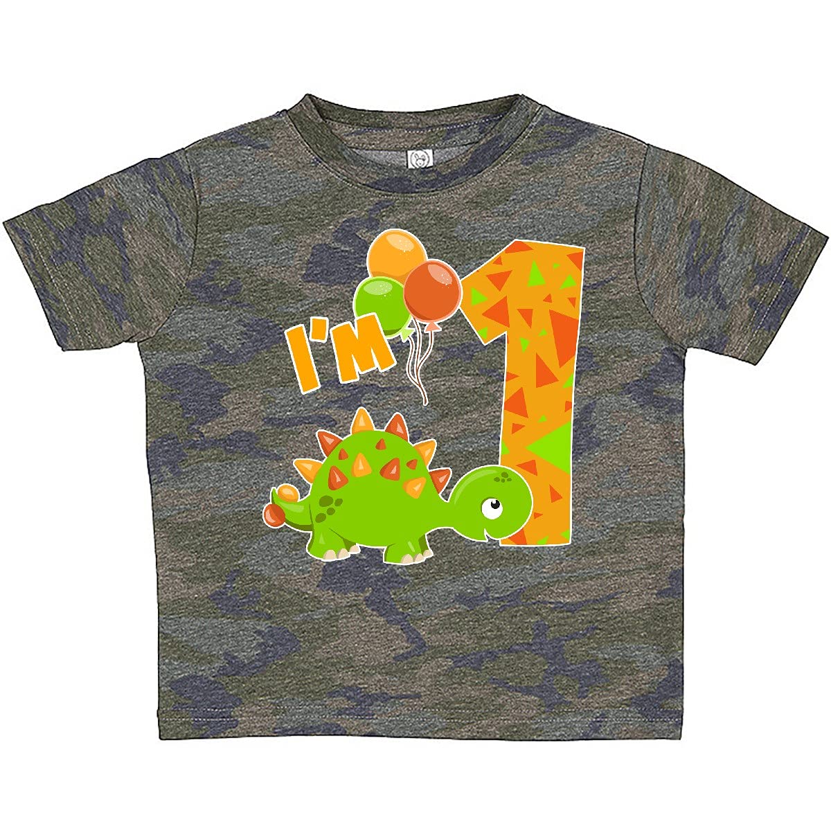Inktastic Happy Dinosaur First Birthday Green Baby T-Shirt - Cute Dino Graphic Tee for Toddler Boys & Girls - Perfect for 1st Birthday Party, Photo Shoots & Everyday Play