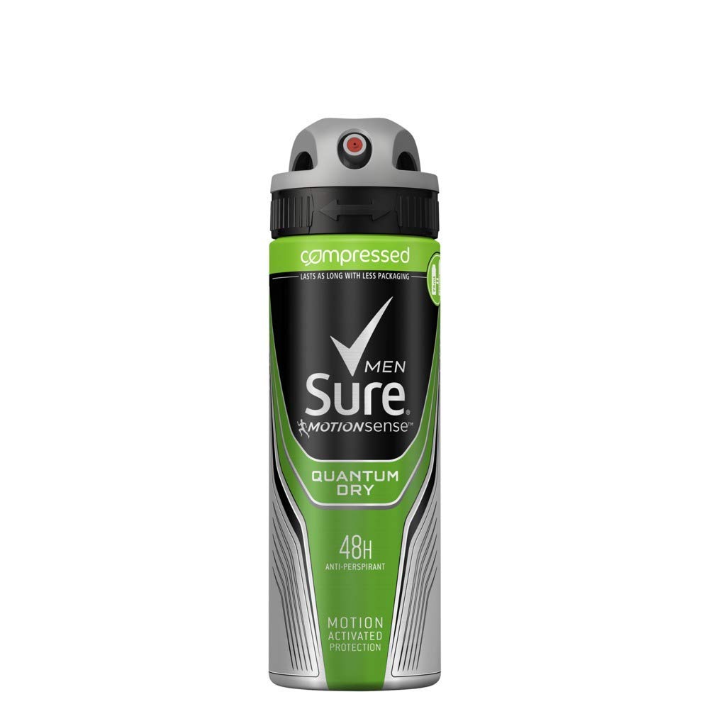Sure Men Quantum Strong Antiperspirant Deodorant Spray for Men - 72-Hour Odor & Sweat Protection, Long-Lasting Freshness, 125ml (Pack of 3) - Ideal for Gym, Work & Daily Active Lifestyle