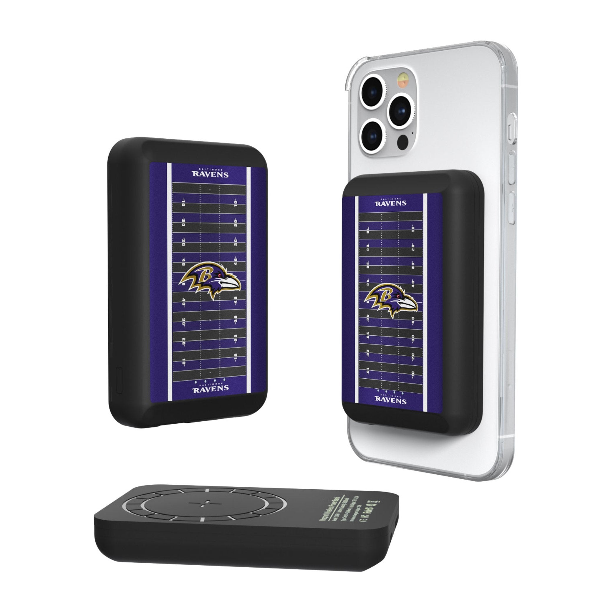 Baltimore Ravens Wireless Magnetic Power Bank - Portable Charger for iPhone, Android & AirPods - Perfect for Travel, Work & Game Day