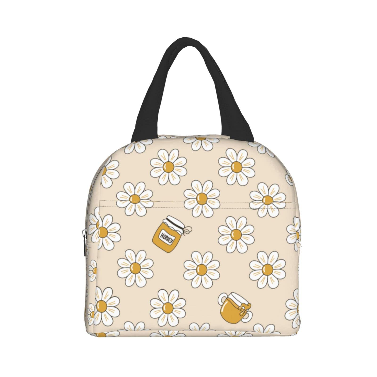 **Insulated Lunch Bag with Cute Daisy Print - Reusable & Leak-Proof Lunch Box for Work, School, Travel & Picnic - Portable Meal Container for Men & Women**    *(Perfect for office meals, school lunches, outdoor picnics, and travel snacks!)*