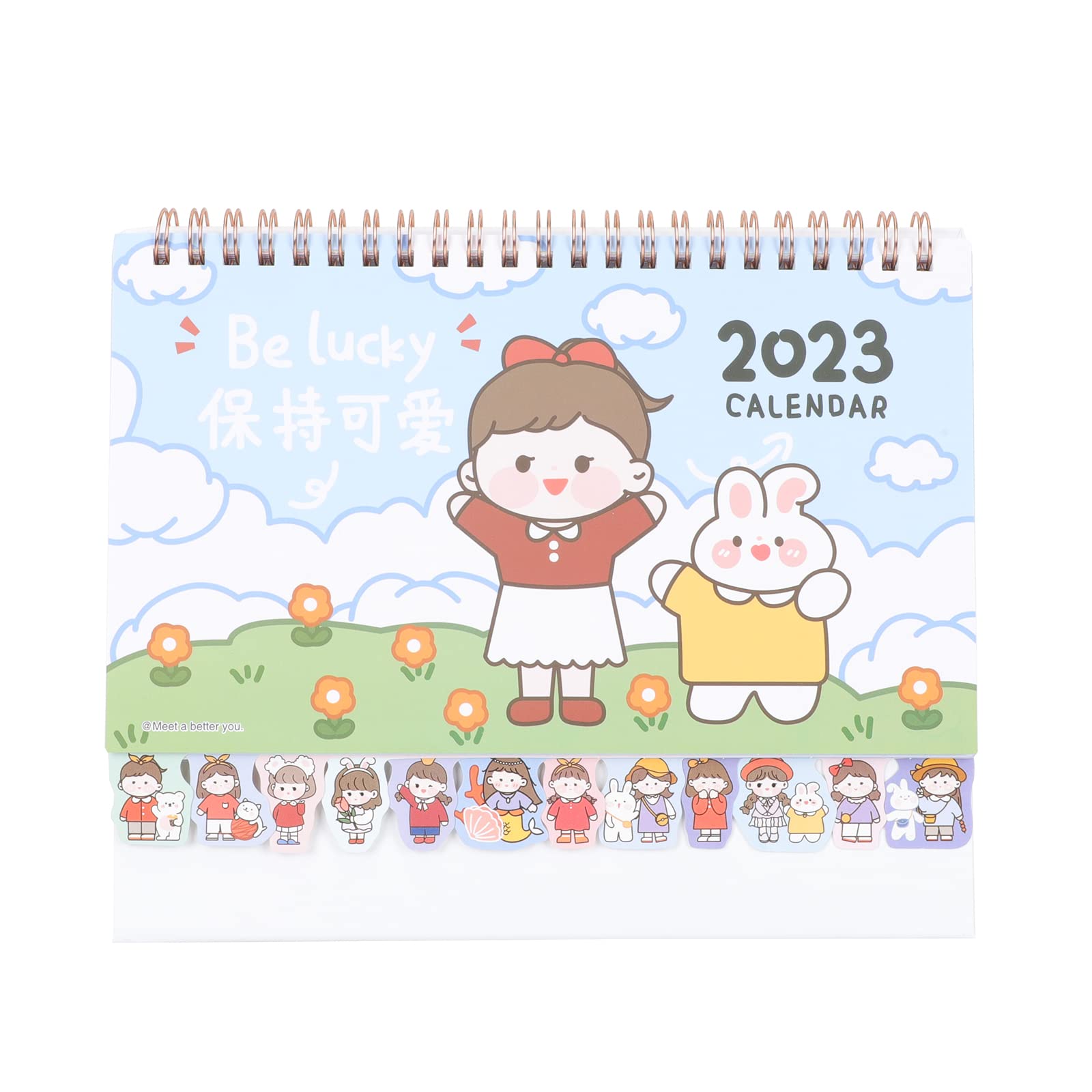 LUOZZY Cute Cartoon Table Calendar - 2024 Academic Planner & Desk Organizer for Girls, Students - Perfect for Bedroom, Office, School Decor & Gift