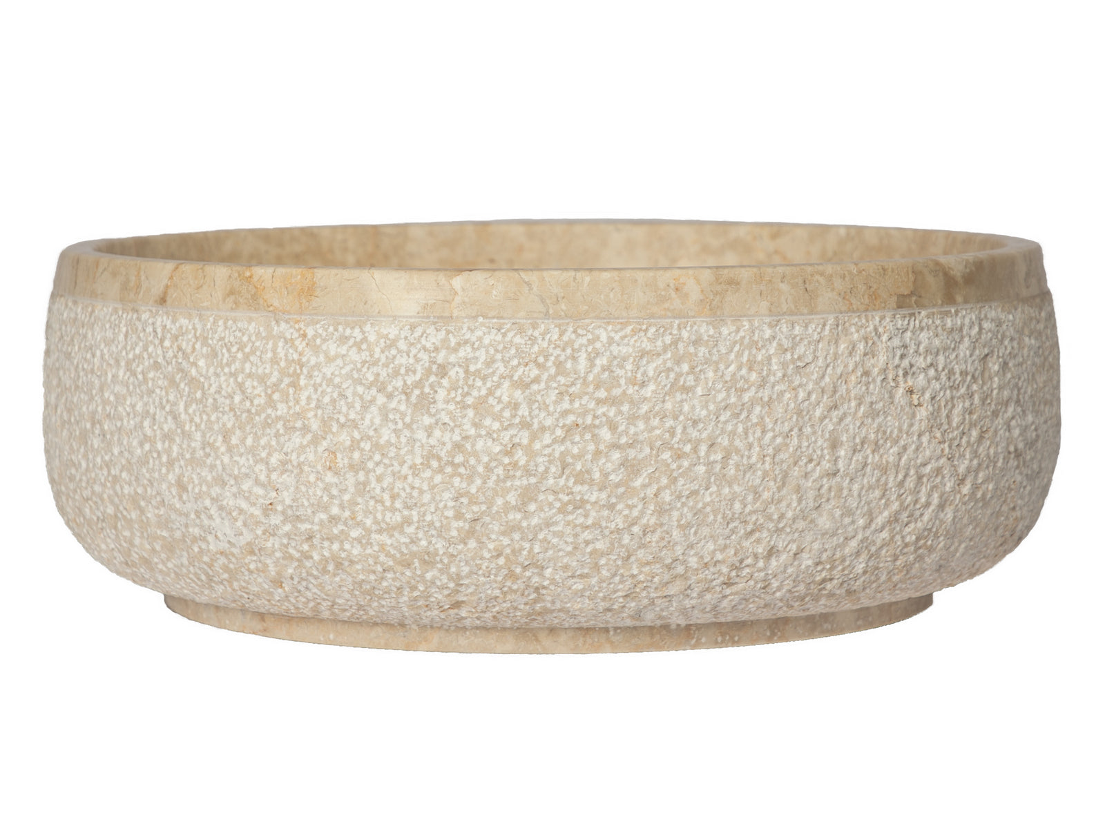 Gral Round Vessel Sink in Beige Marble - Modern Bathroom Vanity Sink for Powder Room, Master Bath & Spa Decor