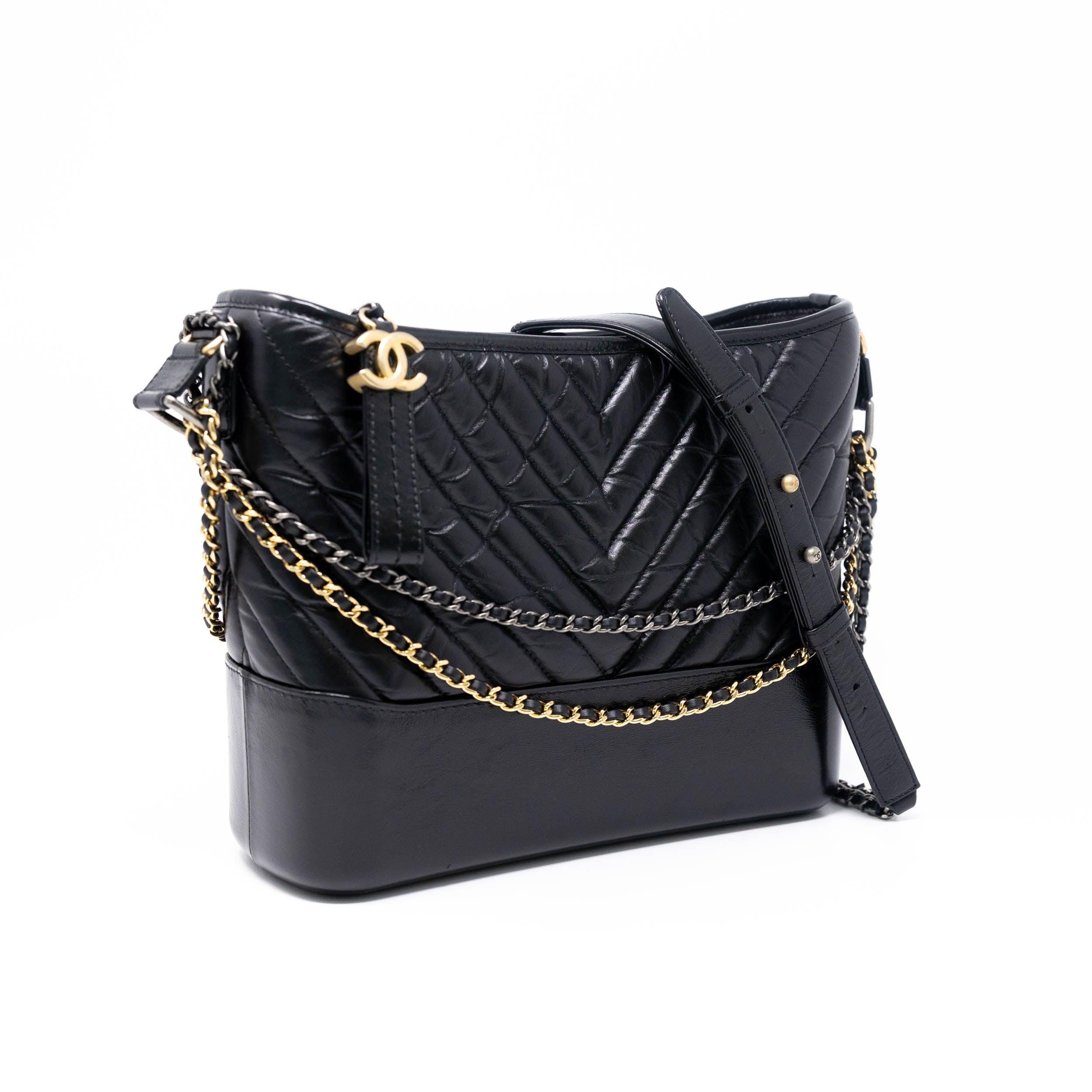 Chanel Black Chevron Medium Gabrielle Hobo Bag - Luxury Designer Handbag for Women, Perfect for Work, Travel & Everyday Use