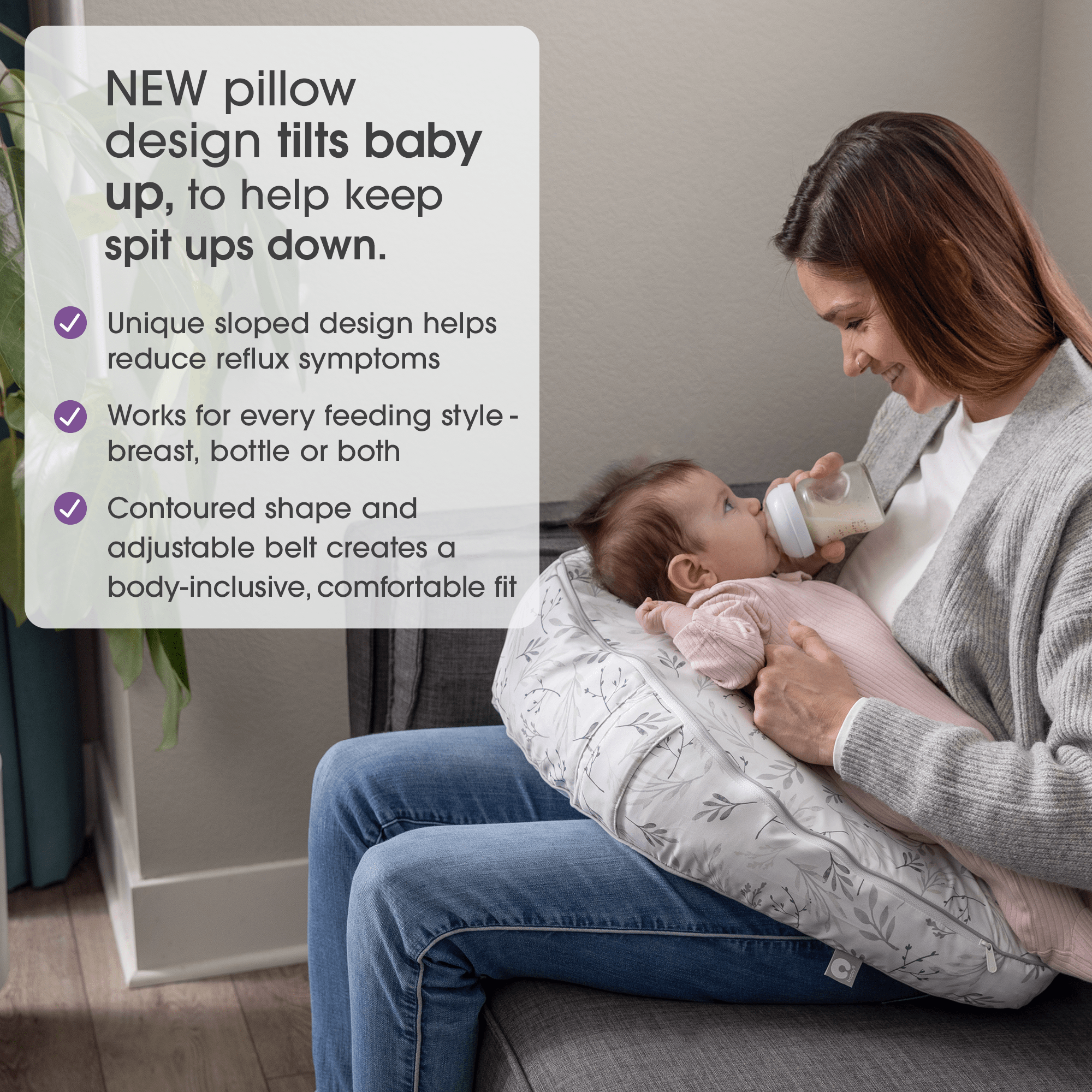 Boppy Uplift™ Nursing Pillow - Comfortable Breastfeeding Support for New Moms - Perfect for Nursing, Bottle Feeding & Tummy Time