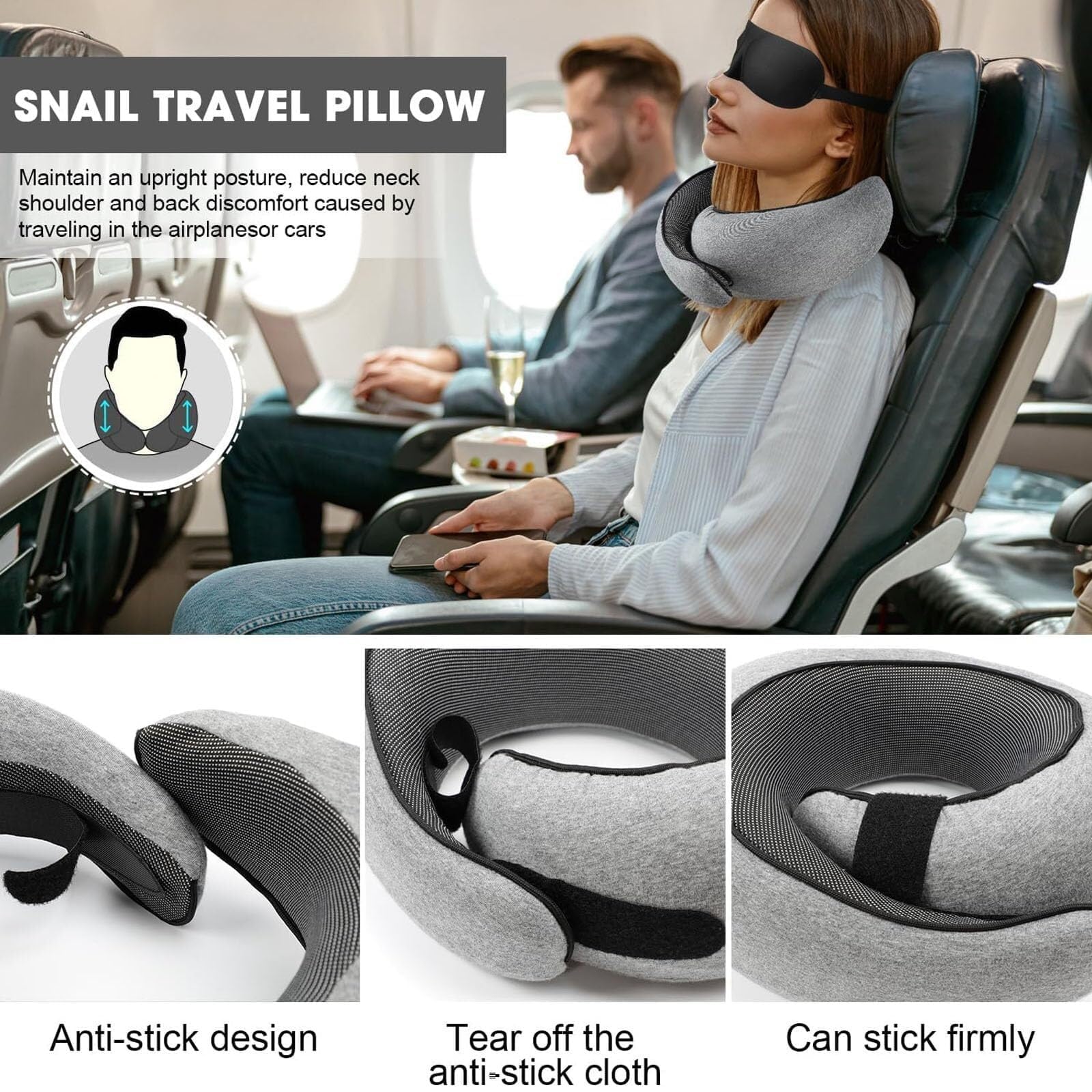 WEERSHUN Memory Foam Travel Neck Pillow for Airplanes - 2024 Ergonomic Support for Long Flights, Office & Car Travel - Comfortable & Portable for Business Trips & Vacations