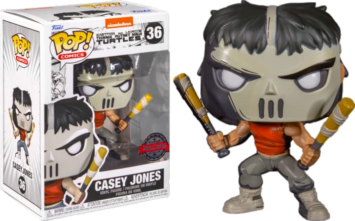 Funko Pop! Comics TMNT Casey Jones PX Exclusive Action Figure with EcoTEK Pop Protector - Collectible Toy for Teenage Mutant Ninja Turtles Fans, Perfect for Display & Protection in Home or Office Collections