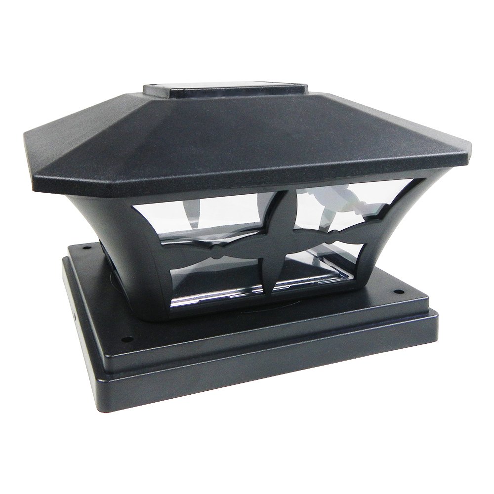 iGlow 12 Pack Black Solar LED Fence Lights - 6x6 Inch Waterproof Outdoor Garden Lighting for Deck, Pathway, Yard & Landscape - Energy Efficient SMD LED Post Cap Lights (PVC Vinyl Wood Design)