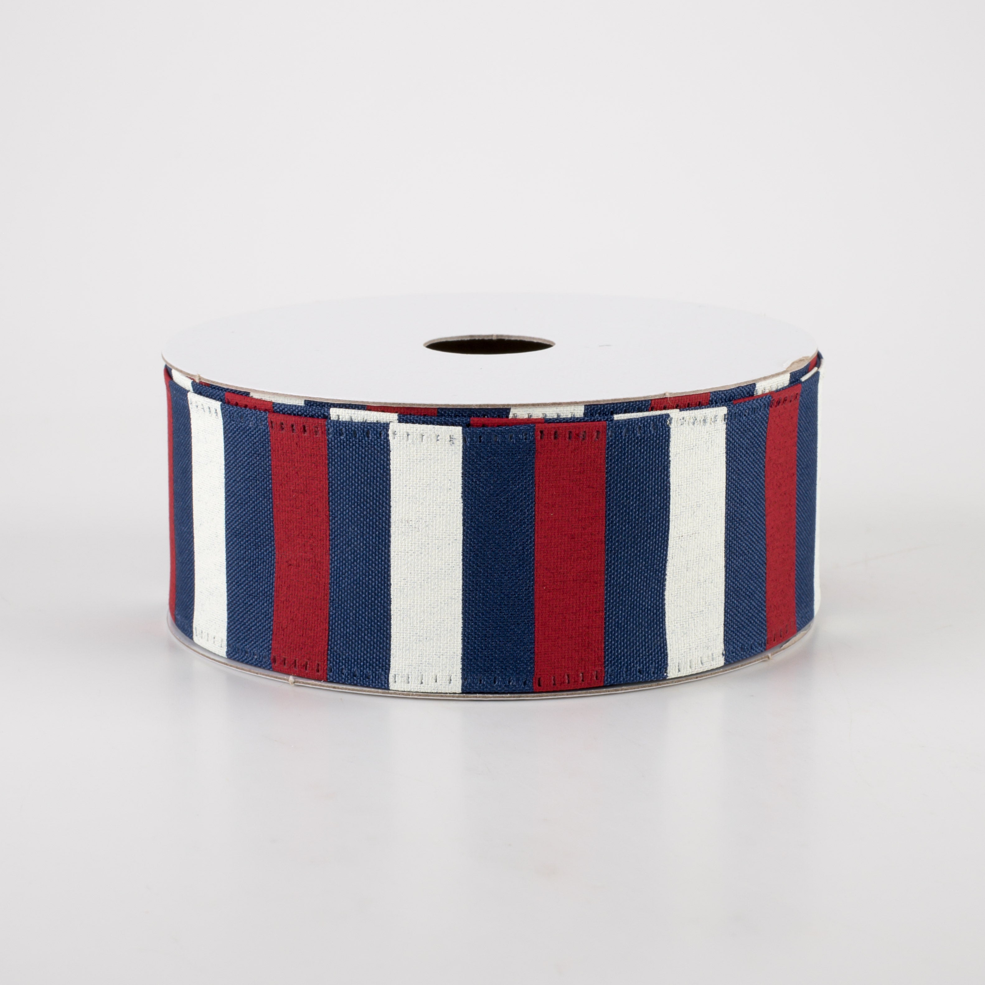 1.5 Inch Horizontal Stripes Satin Ribbon - Red & Ivory on Navy Blue (10 Yards) for Gift Wrapping, Wedding Decor, DIY Crafts & Hair Bows