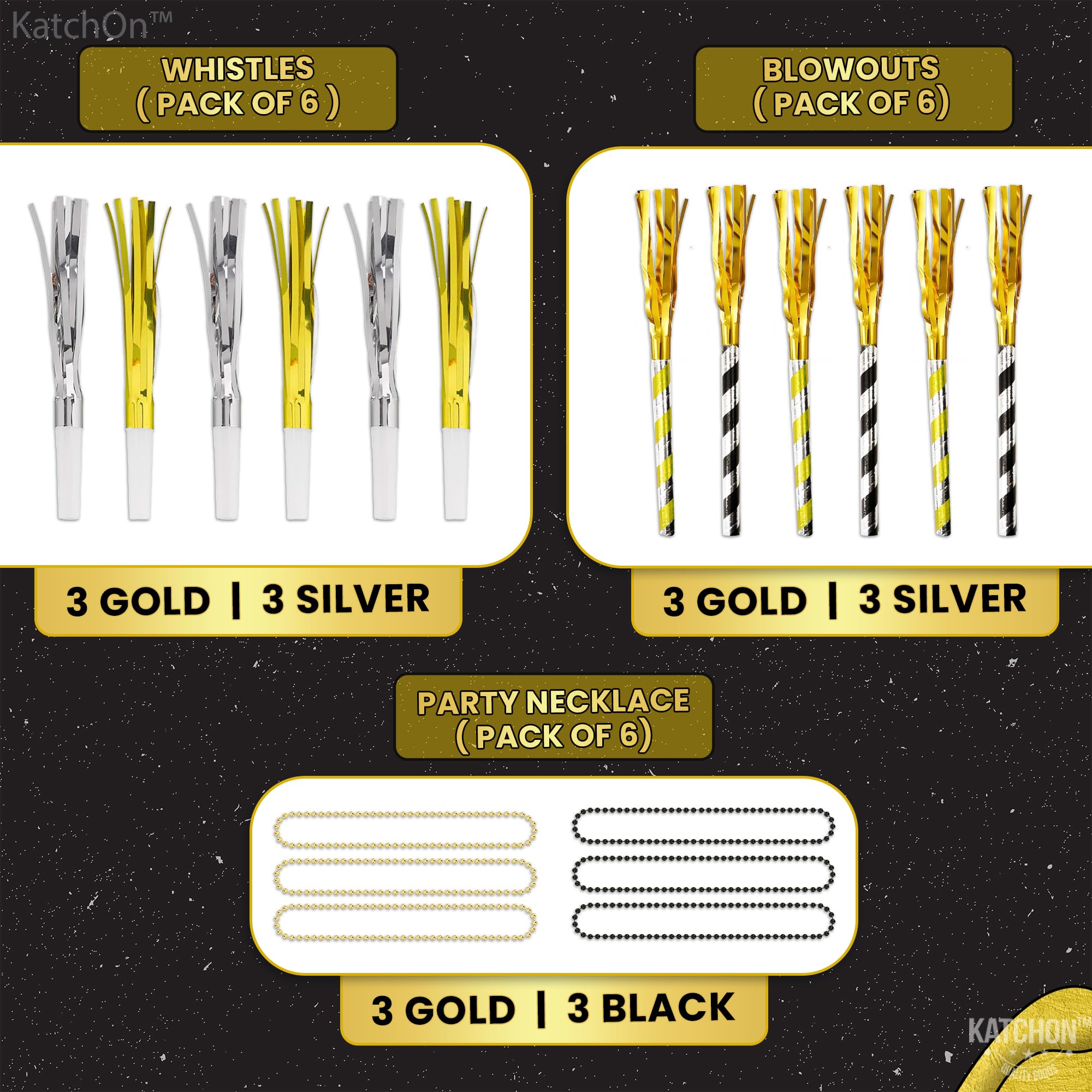 KatchOn 2025 New Year's Eve Party Supplies Set - 74-Piece Kit with Photo Props, Hats, Headbands & Glasses | NYE Decorations & Accessories for Countdown Celebrations, Ball Drops & New Year Parties