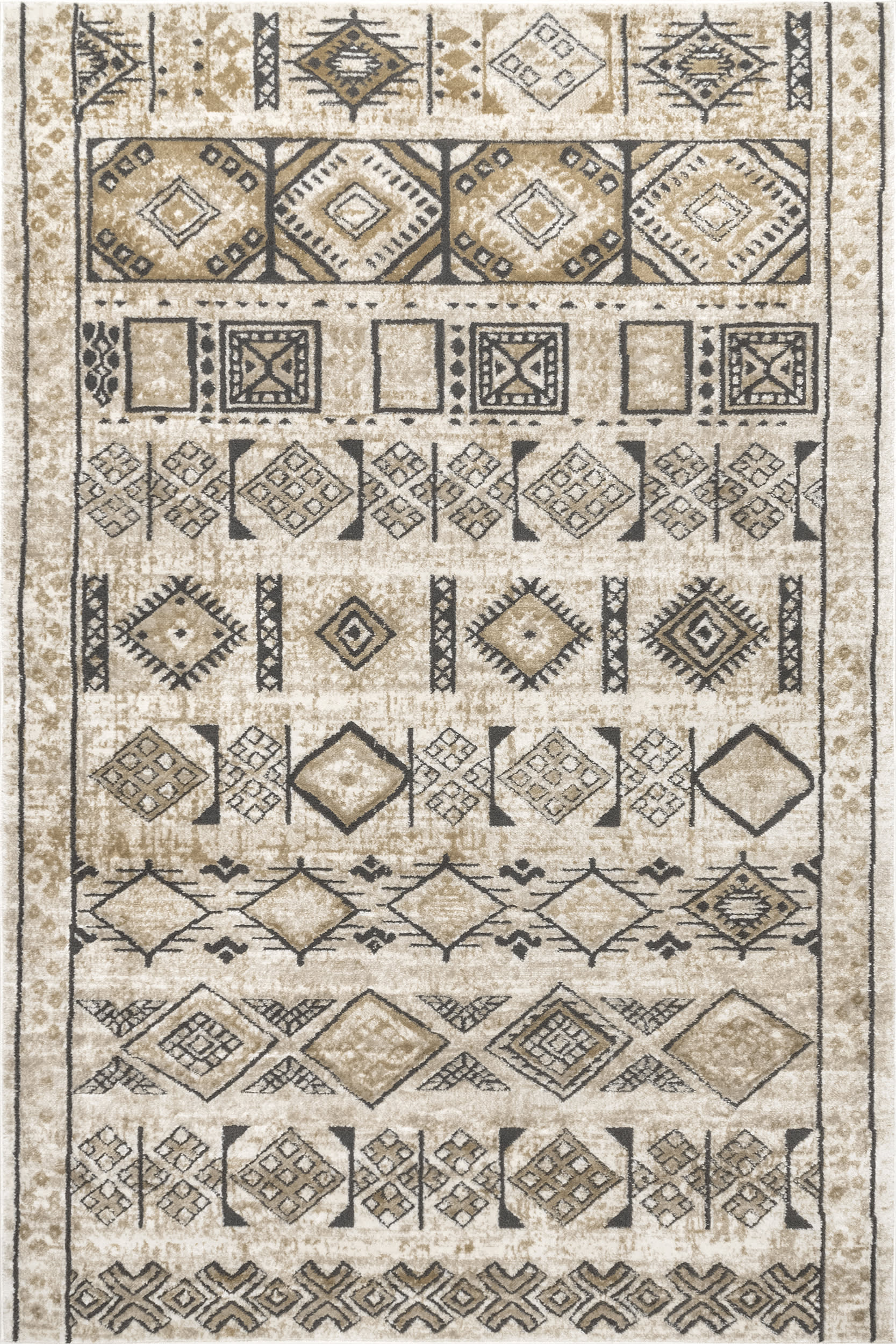 Angelina Geometric Banded Rug - Soft Beige Area Rug for Living Room, Bedroom & Nursery | Modern Home Decor & Floor Covering