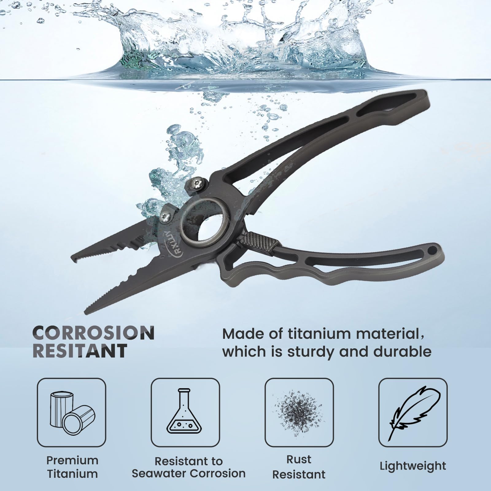 Premium Titanium Fishing Pliers - Saltwater Fishing Gear with Tungsten Cutters & Split Ring Hook Remover | Knot Tying Tool with Lanyard | Ideal for Ice Fishing, Sea Fishing & Gifts for Men | Perfect for Anglers & Outdoor Enthusiasts
