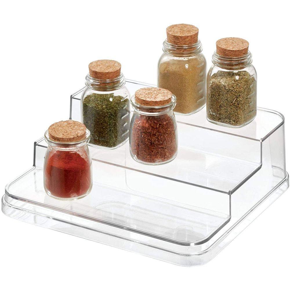iDesign Crisp 3-Tier Clear Pantry Shelf Organizer - Space Saving Kitchen Storage for Spices, Canned Goods & Dry Food