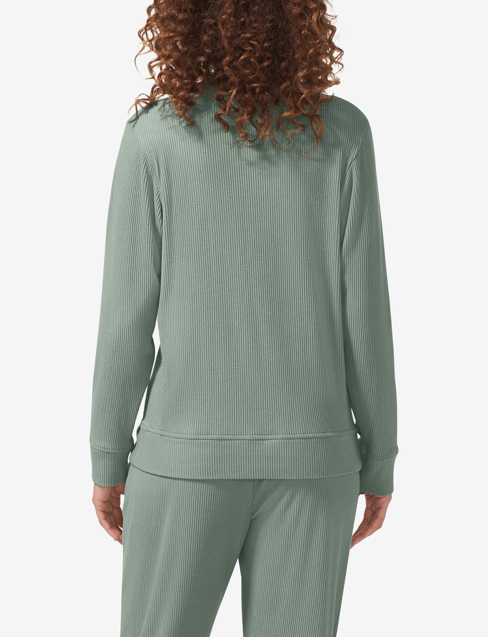 Women's Zen Ribbed Crew Neck Sweatshirt - Soft Casual Pullover for Yoga, Lounge & Everyday Wear | Cozy Fall Winter Essential