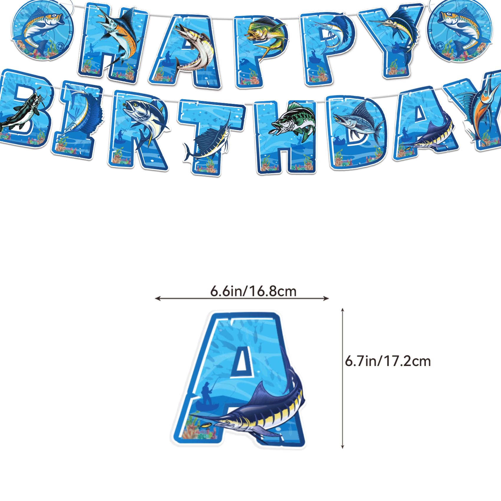 Gone Fishing Birthday Party Decorations Set - Fishing Theme Banner, Swirls, Cake Topper, Cupcake Toppers & Balloons - Perfect for Fishing Themed Birthday Parties, Baby Showers & Outdoor Events
