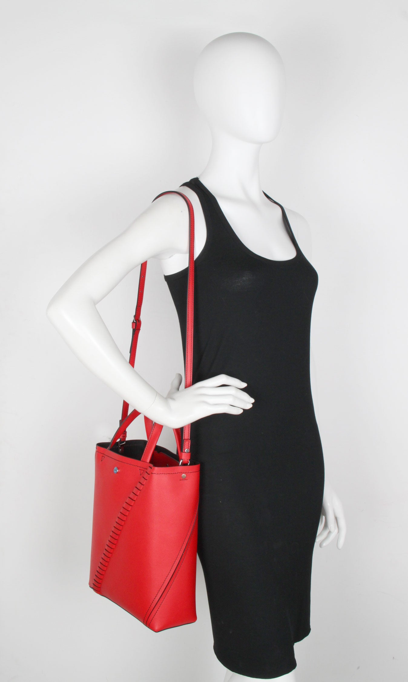 Premium PS Hex Tote Bag - Genuine Leather, Cardinal Red - Perfect for Work, Travel & Everyday Use